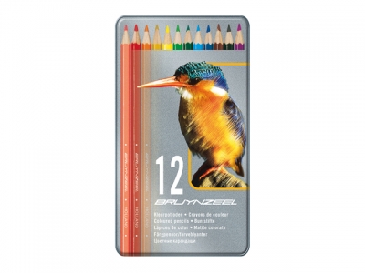 مداد رنگی 12 رنگ نیمه حرفه ای جعبه فلزی برونزیل-8511M12